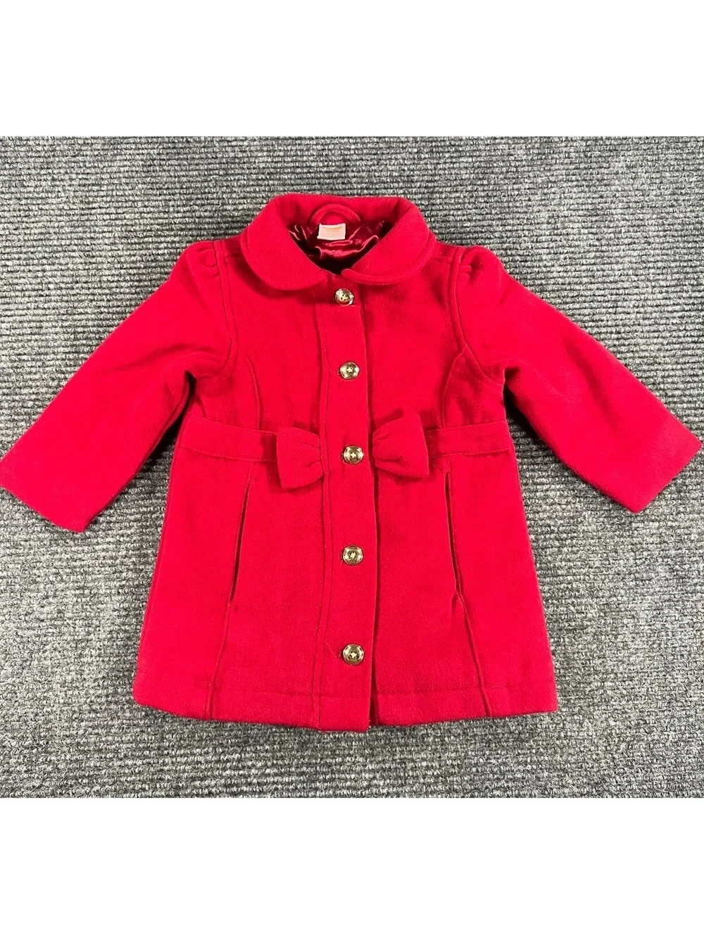 Gymboree Baby Girls Red Holiday Dress Coat with Satin Lining Size 18-24 Months